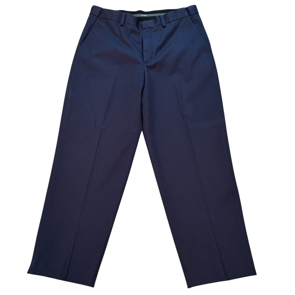 LL Bean Mens 34x29 Navy Blue Comfort Waist Chino Pants 100% Cotton 262555